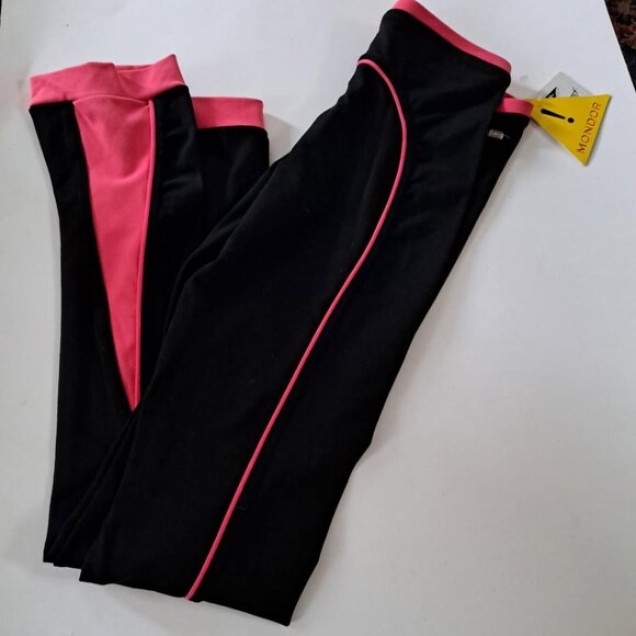 Mondor figure skating skate pants 12-14 child black and pink stripes New NWT - Picture 1 of 6
